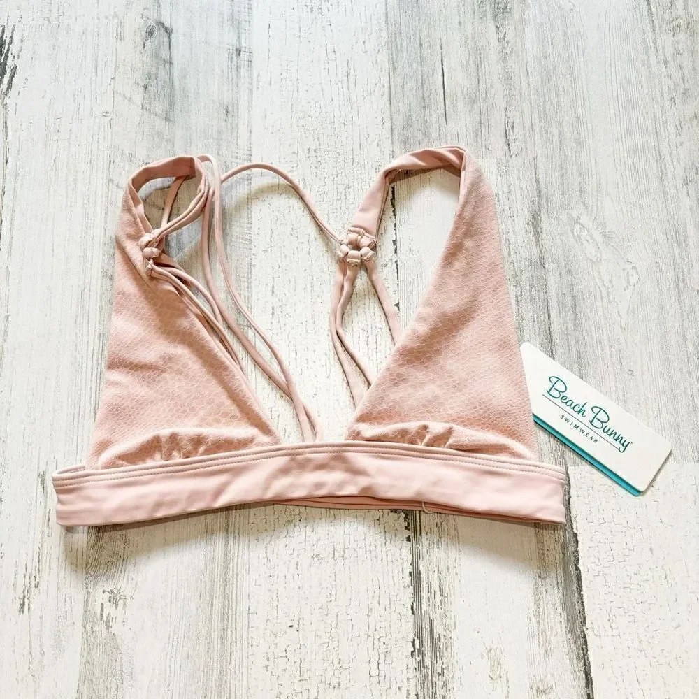 Beach Bunny Brand New Larson High Apex Halter Triangle Top Only in Blush Size L